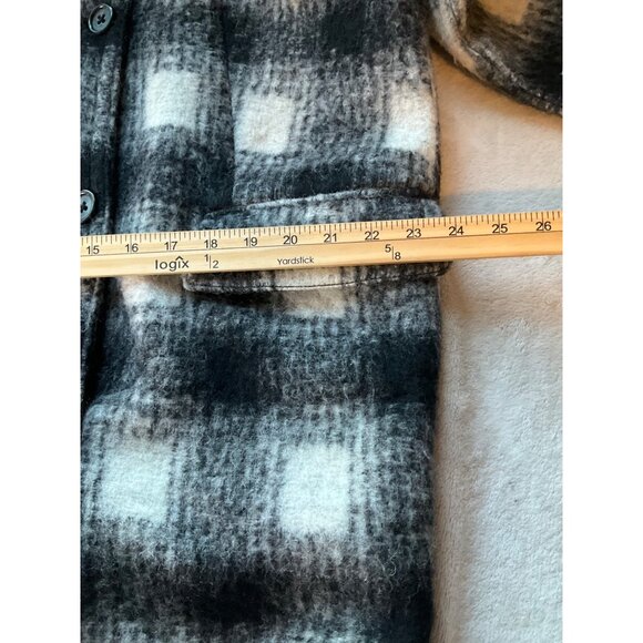 Banana Republic Womens Large P Coat Italian Wool Blend Plaid Check Double Breast - Picture 11 of 15